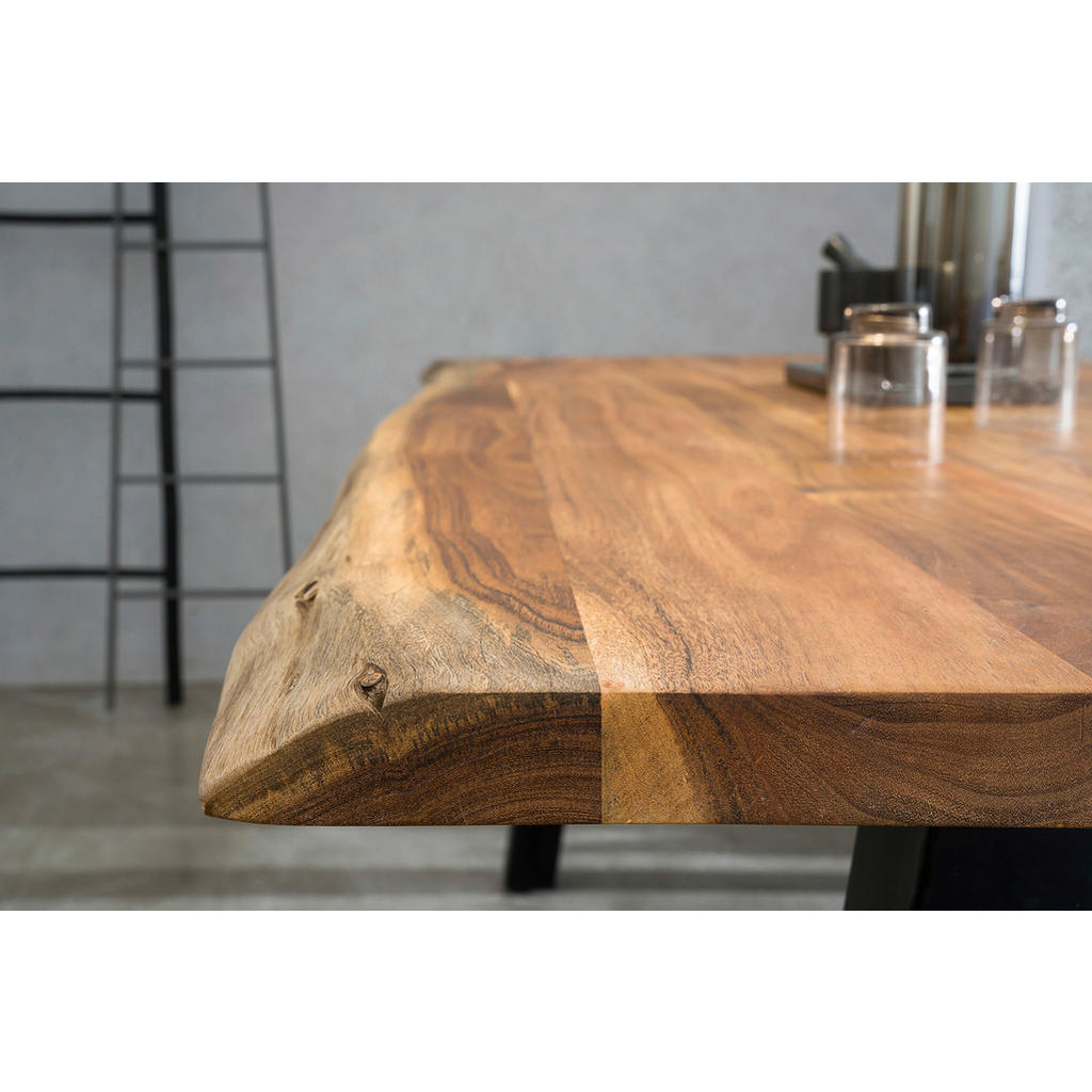 Thumbnail - Livetastic Esstisch, Natur, Schwarz, Holz, Akazie, massiv, rechteckig, eckig, 110x76.5x220 cm, in verschiedenen Größen e...