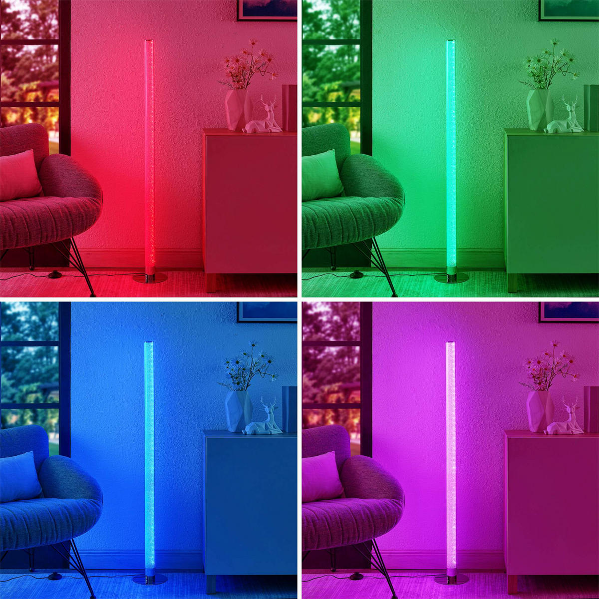 LED-STEHLEUCHTE Abbie 17,5/120 cm   - Chromfarben/Weiß, Basics, Kunststoff/Metall (17,5/120cm) - Novel