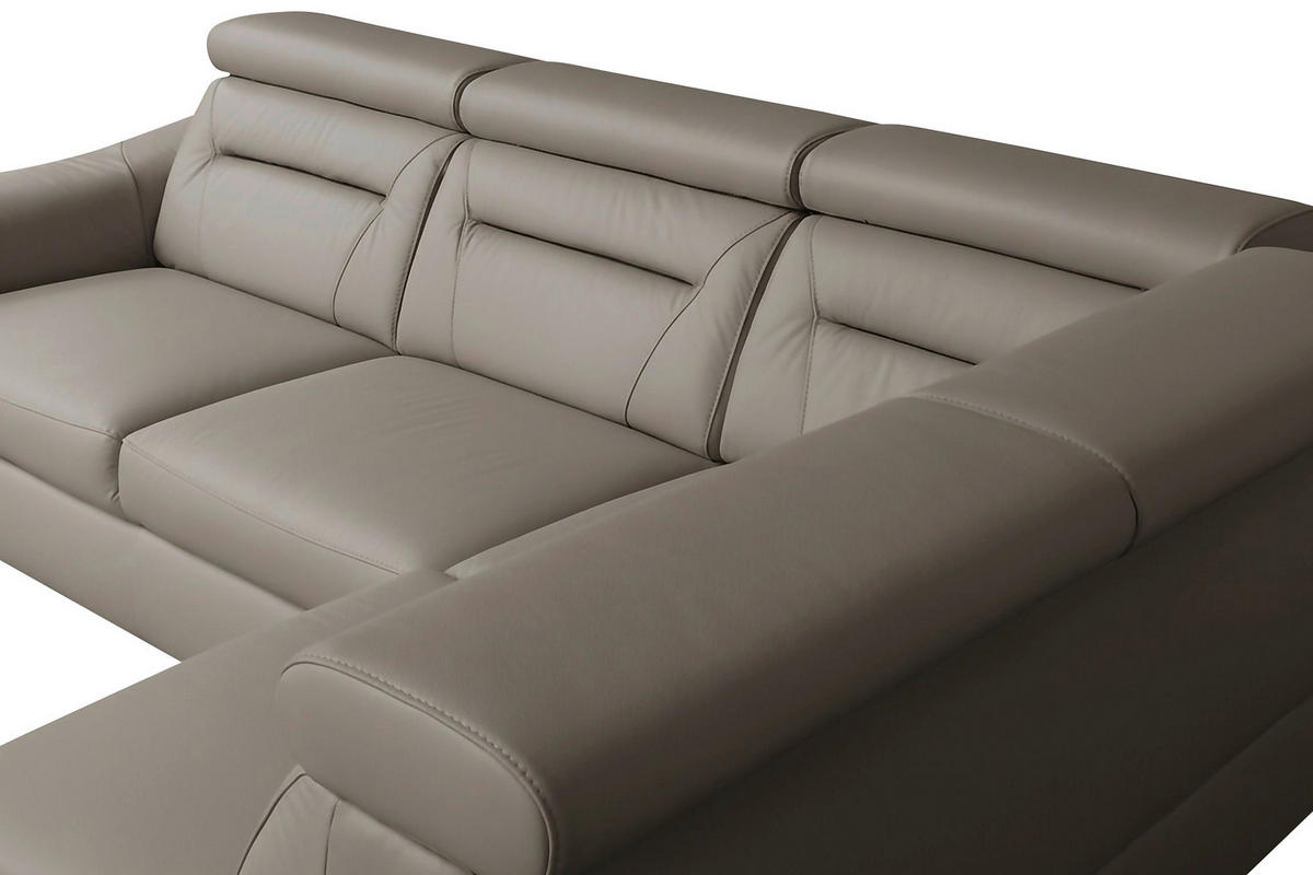 ECKSOFA  in Lederlook Echtleder Schlammfarben  - Wengefarben/Schlammfarben, Design, Leder/Holz (212/260cm) - Celina Home