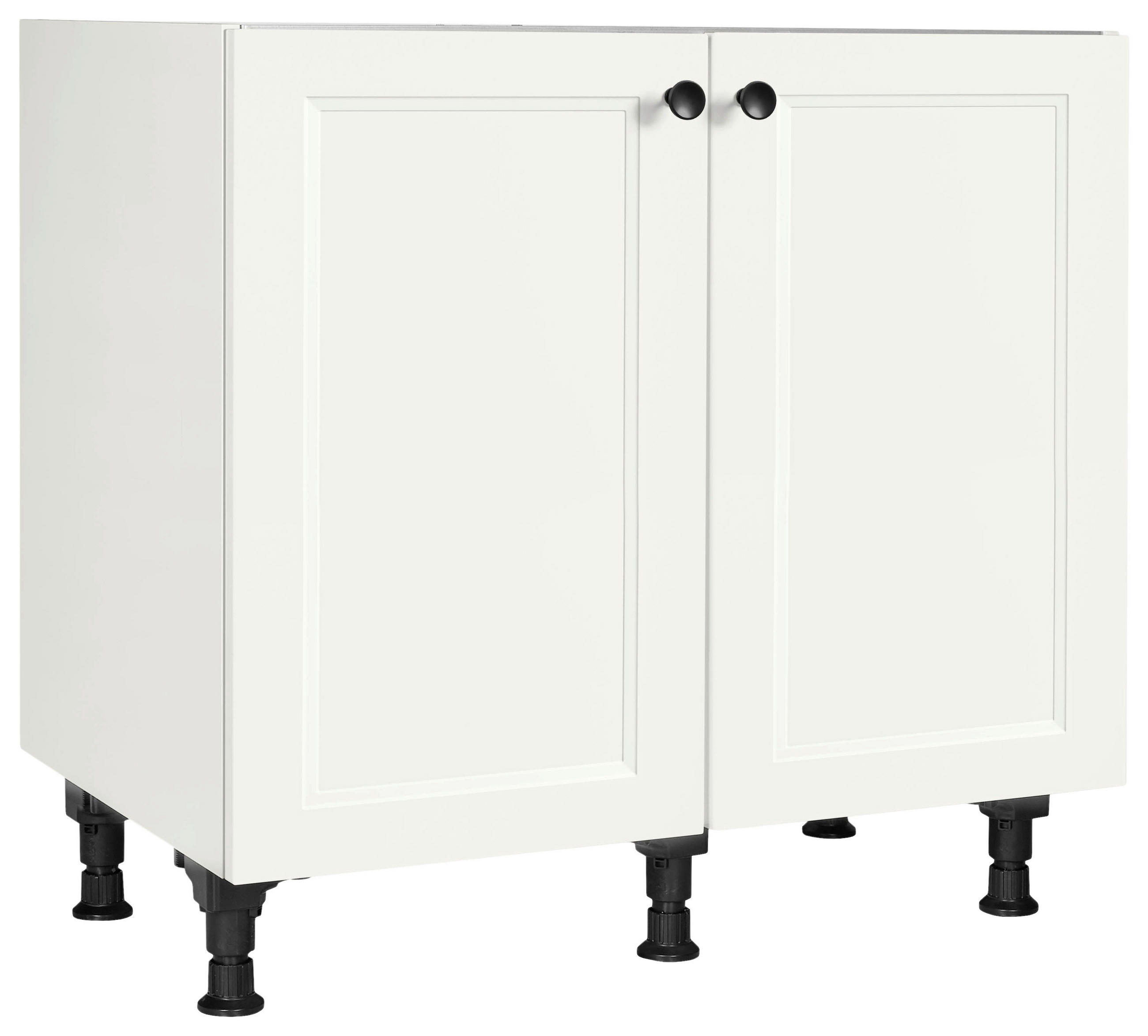 SPÜLENUNTERSCHRANK 90/87/56 cm  in Weiß  - Schwarz/Weiß, MODERN, Holzwerkstoff/Metall (90/87/56cm) - Nobilia