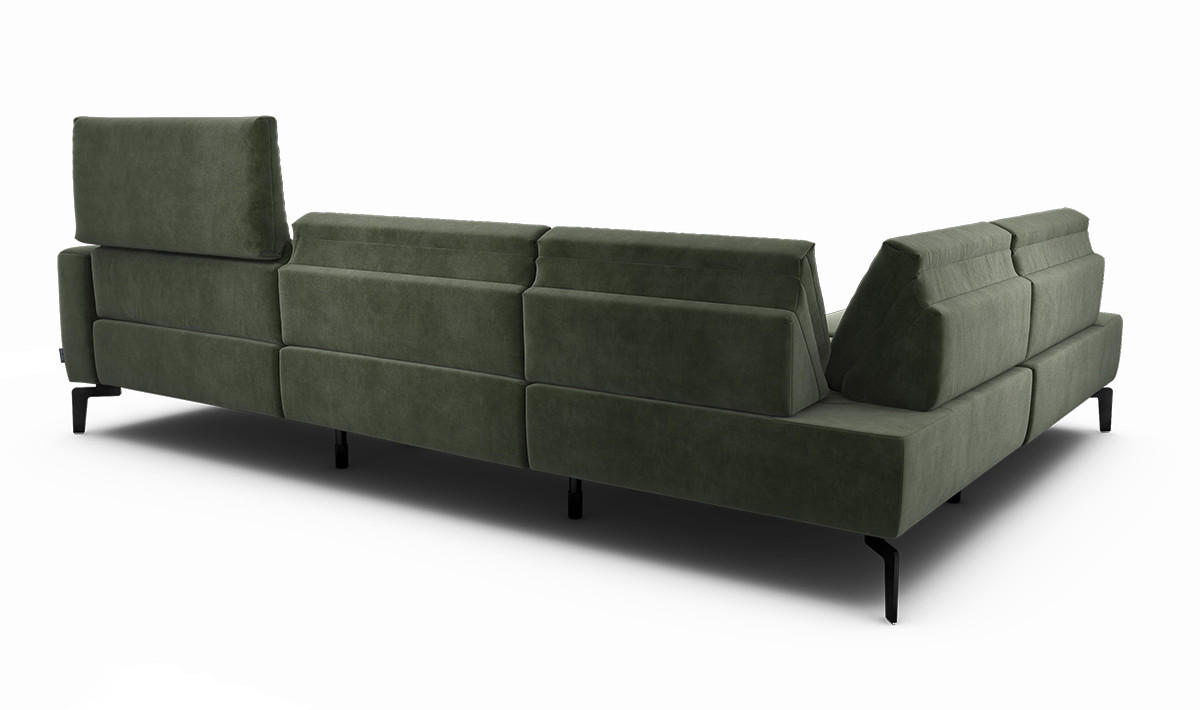 ECKSOFA in Samt Waldgrün  213/296 cm  - Waldgrün/Schwarz, Design, Textil/Metall (213/296cm) - SENSOO