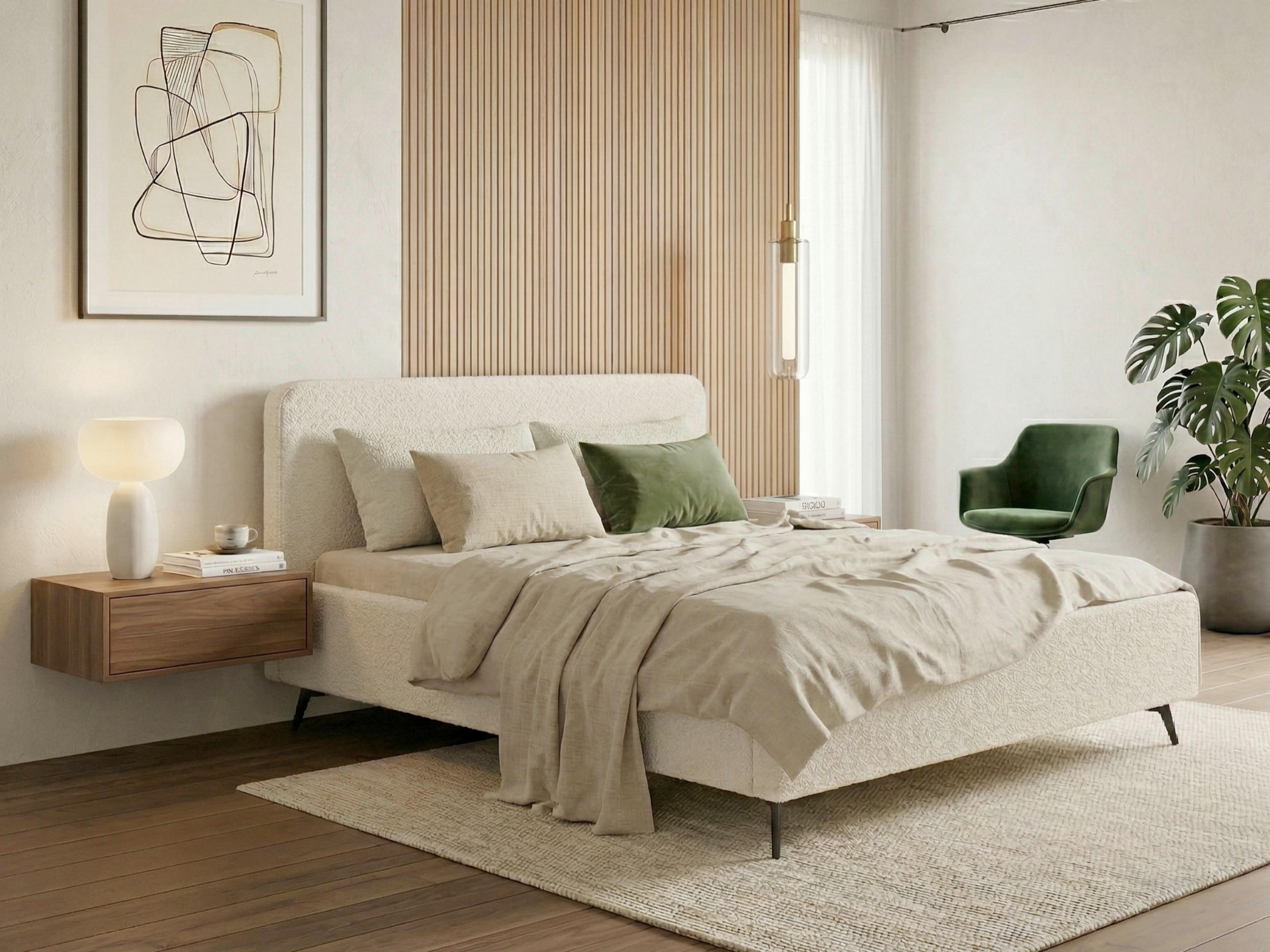 POLSTERBETT 200/200 cm,  in Creme, Lattenrost, Bettkasten,  - Creme/Schwarz, MODERN, Holz/Textil (200/200cm) - MID.YOU
