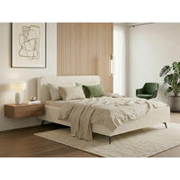 POLSTERBETT 200/200 cm,  in Creme,  - Creme/Schwarz, MODERN, Holz/Textil (200/200cm) - MID.YOU