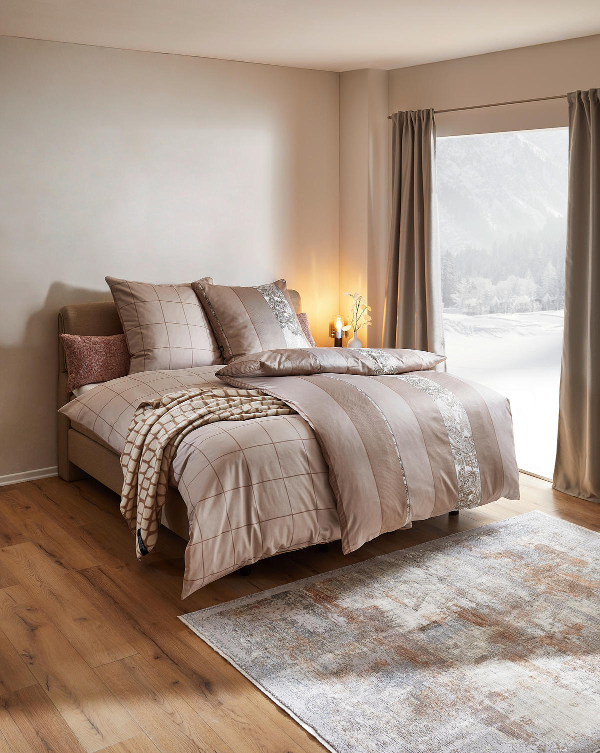 BETTWÄSCHESET Satin 160/210 cm  65 cm/100 cm  - Beige, Design, Textil (160/210cm) - Dieter Knoll