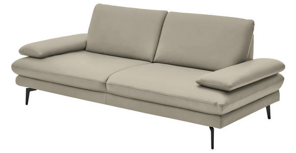3-SITZER-SOFA in Leder Ecru - Ecru/Schwarz, Design, Leder/Metall (222/86/104cm) - Dieter Knoll