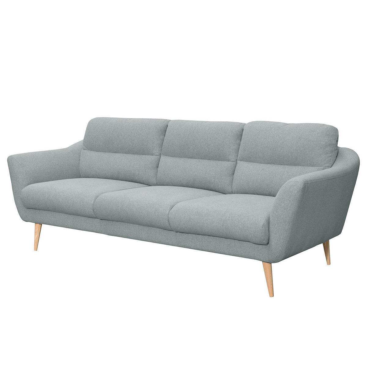 3-SITZER-SOFA Webstoff Hellblau  - Buchefarben/Hellblau, Design, Holz/Textil (209/87/88cm) - Livetastic