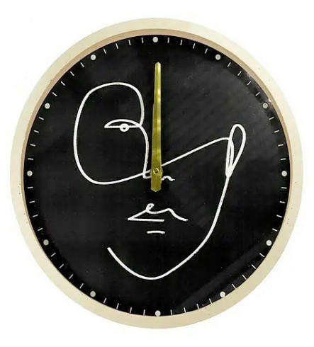 STENSKA URA  naravne barve, črna, bela 30 cm  - črna/bela, Basics, umetna masa/les (30cm)