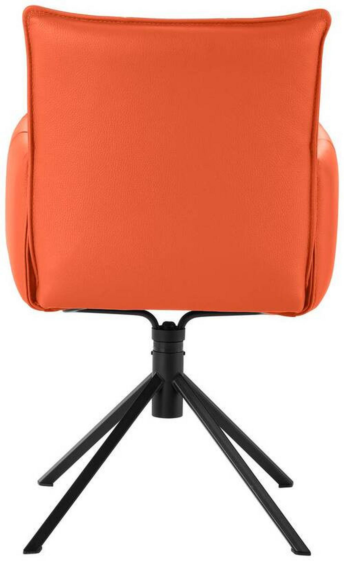 ARMLEHNSTUHL  in Echtleder pigmentiert  - Schwarz/Orange, Design, Leder/Metall (55/85/65cm) - Valnatura