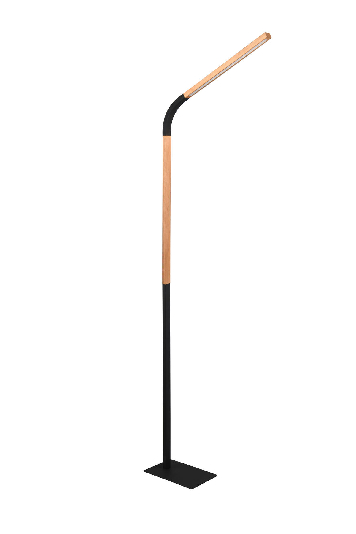 LED STOJACÍ LAMPA, 169,5 cm - černá/přírodní barvy, Basics, kov/dřevo (169,5cm)