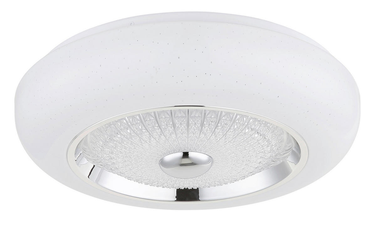 LED-DECKENLEUCHTE 38,5/10 cm   - Klar/Chromfarben, Design, Kunststoff/Metall (38,5/10cm) - Globo