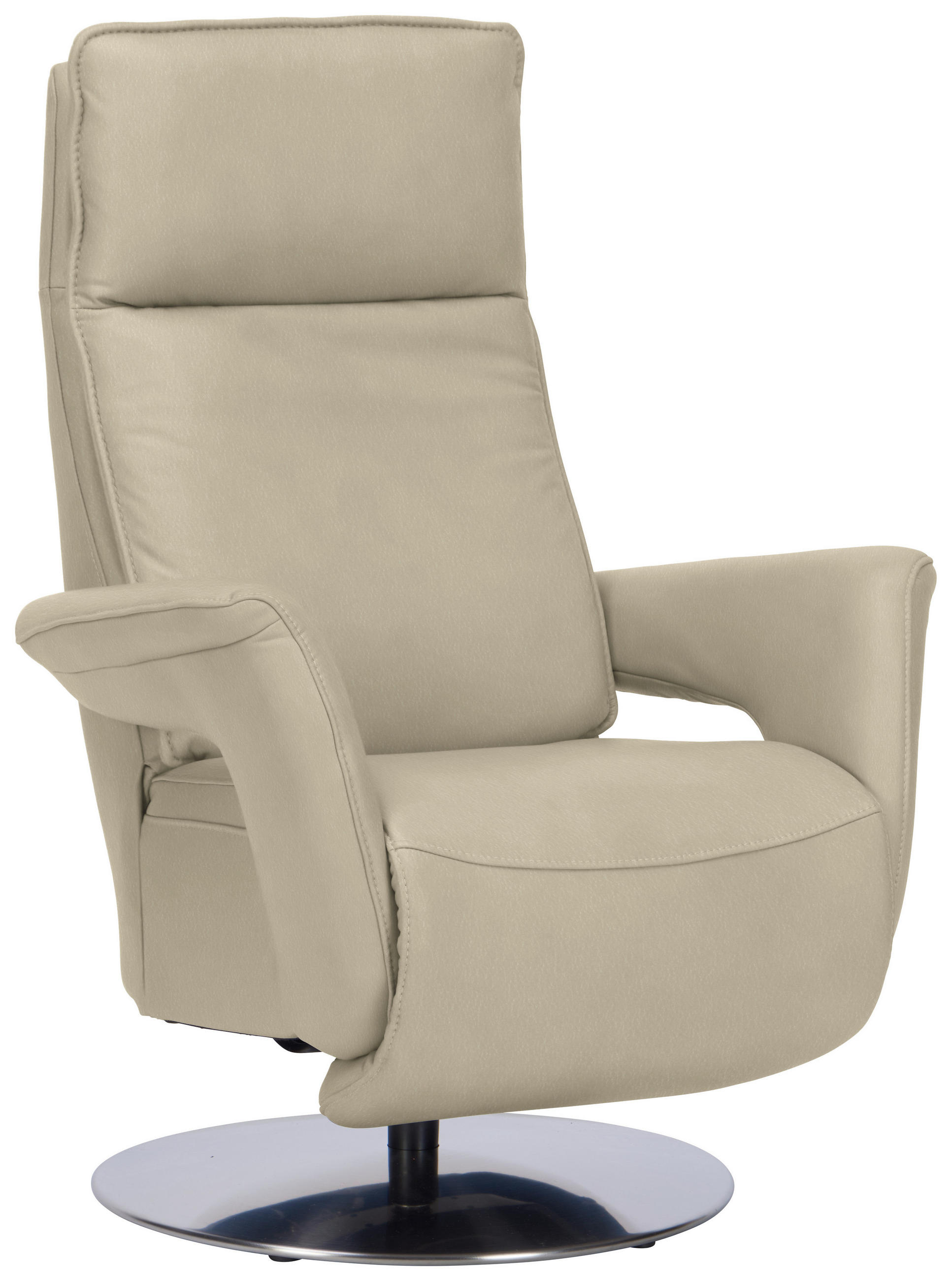 RELAXSESSEL in Leder Creme, Naturfarben  - Edelstahlfarben/Creme, Design, Leder/Metall (83/112/87-174cm) - Valdera