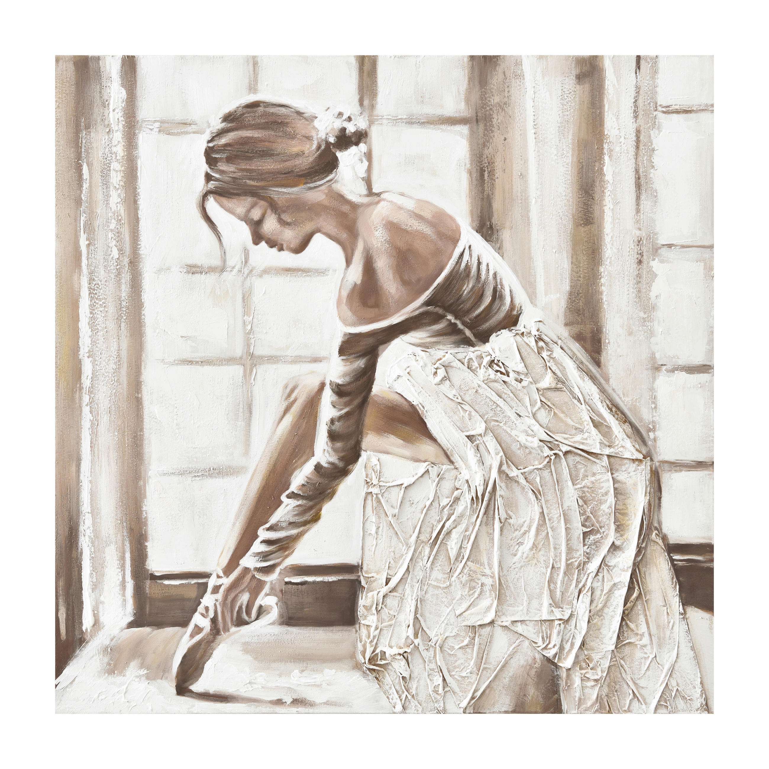 OLJNA SLIKA  85/85 cm   - rjava, Basics, papir/tekstil (85/85cm) - Monee