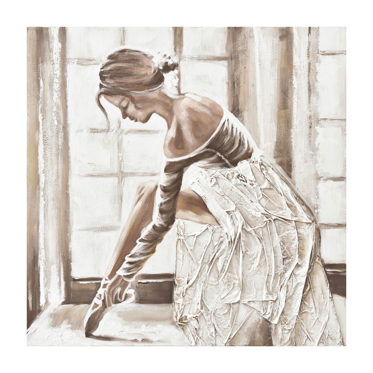 OLJNA SLIKA  85/85 cm   - rjava, Basics, papir/tekstil (85/85cm) - Monee