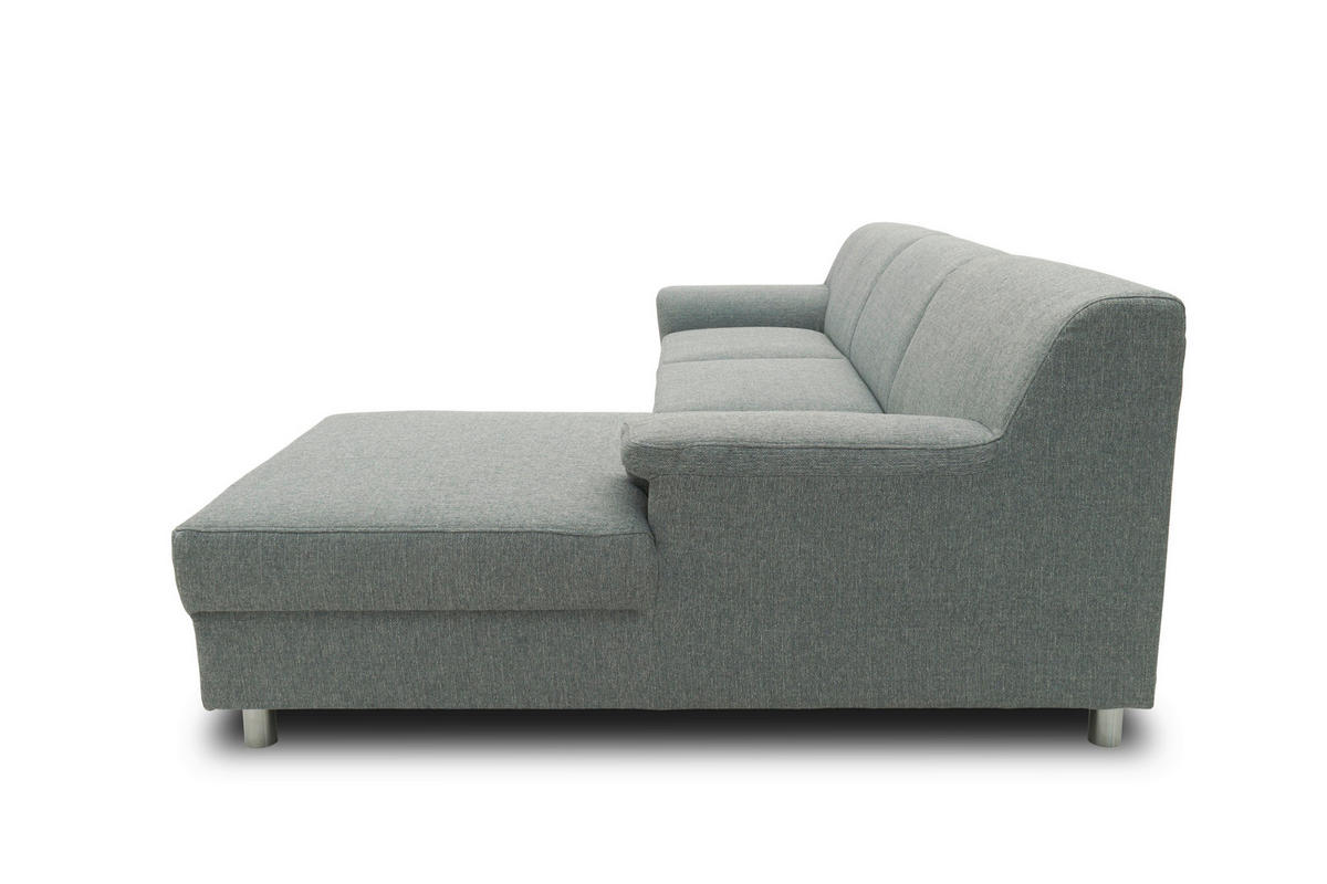ECKSOFA Silberfarben Webstoff  - Chromfarben/Silberfarben, KONVENTIONELL, Textil/Metall (251/150cm) - MID.YOU