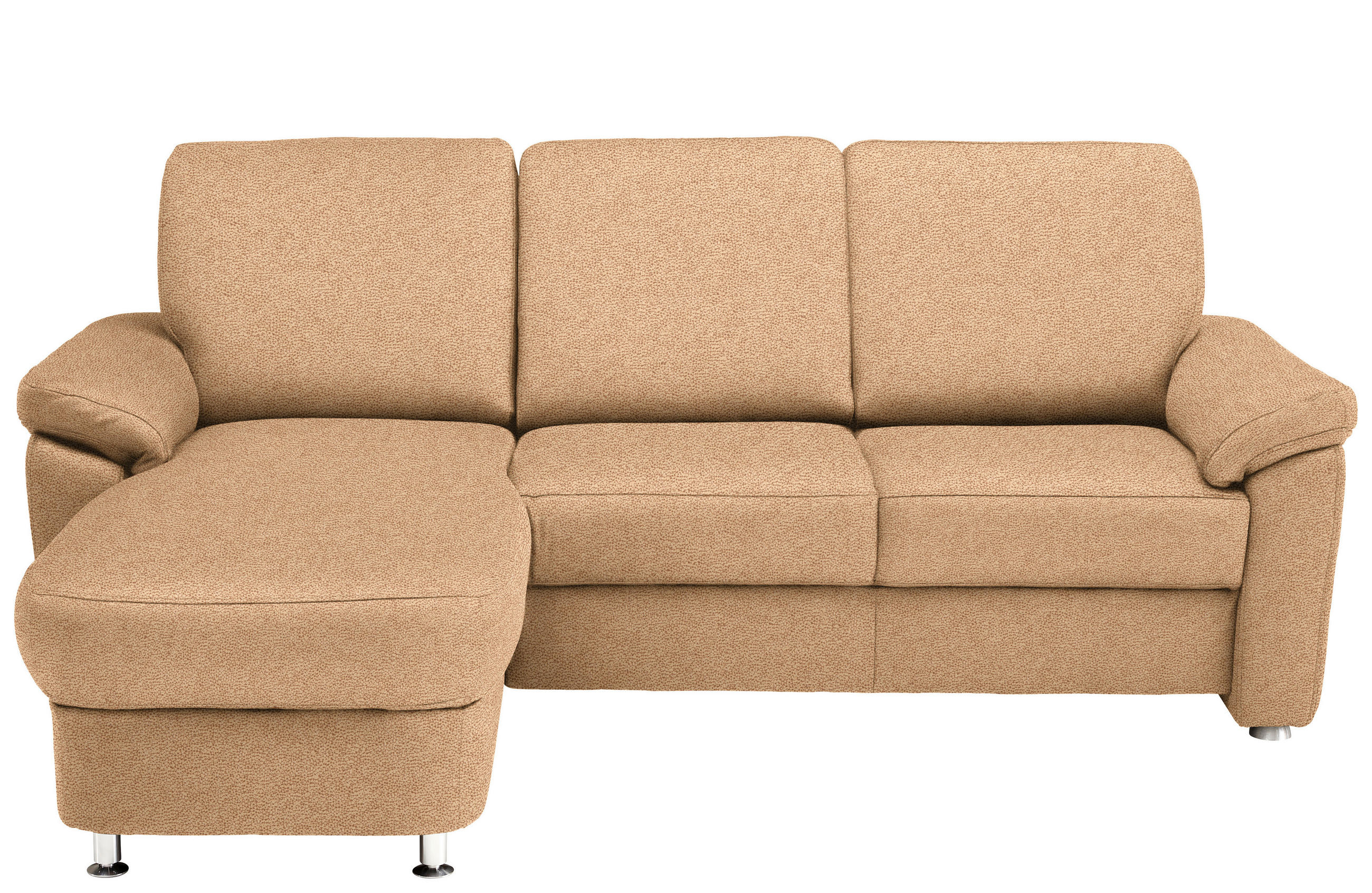 ECKSOFA in Flachgewebe Hellbraun  - Chromfarben/Hellbraun, Konventionell, Textil/Metall (163/250cm) - Beldomo System