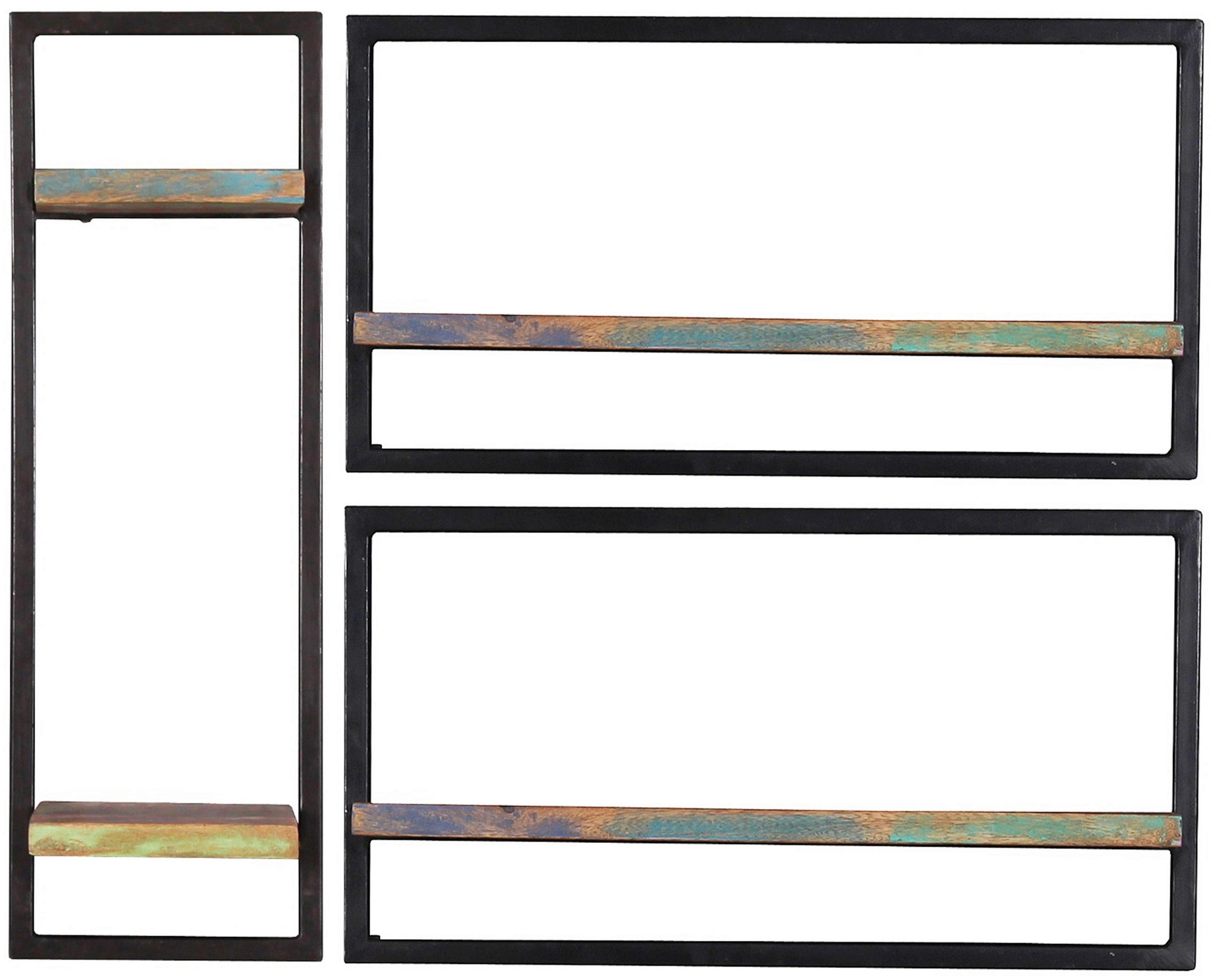 WANDREGALSET 95/75/25 cm  - Multicolor/Schwarz, Design, Holz/Metall (95/75/25cm) - MID.YOU