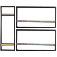WANDREGALSET 95/75/25 cm  - Multicolor/Schwarz, Design, Holz/Metall (95/75/25cm) - MID.YOU