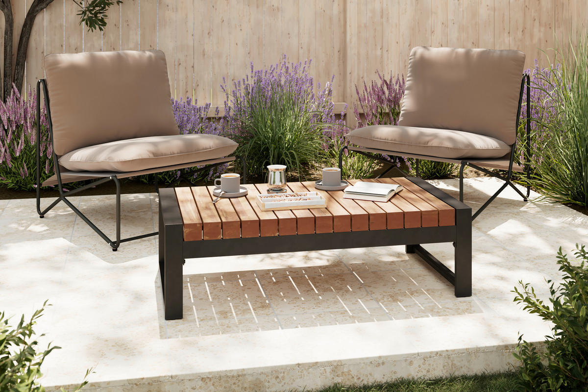 LOUNGETISCH  - Schwarz, MODERN, Holz/Metall (110/33/60cm) - Ambia Garden