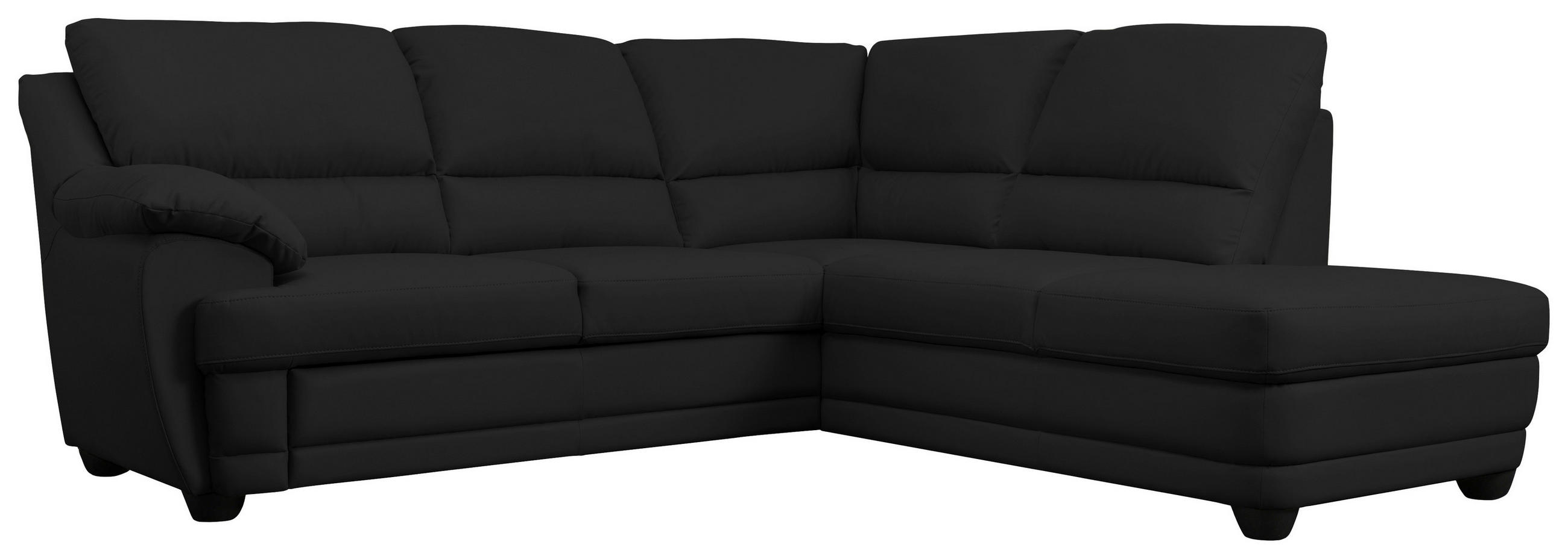 ECKSOFA in Lederlook Schwarz  - Schwarz, Design, Kunststoff/Textil (245/225cm) - Livetastic