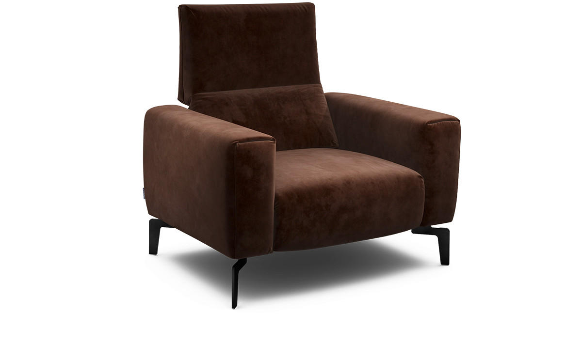 SESSEL Samt Braun    - Schwarz/Braun, Design, Textil/Metall (110/85/86-94cm) - SENSOO