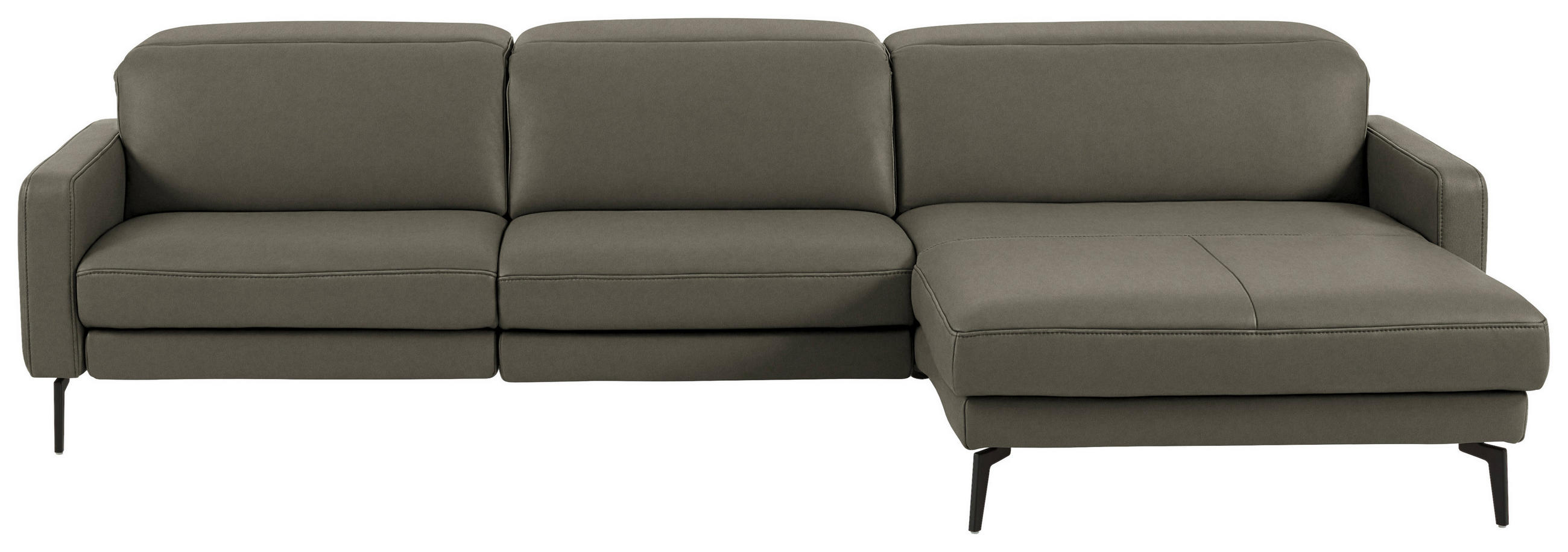 ECKSOFA  Echtleder Graubraun  - Graubraun/Schwarz, Design, Leder/Metall (323/179cm) - Dieter Knoll