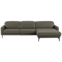 ECKSOFA  Echtleder Graubraun  - Graubraun/Schwarz, Design, Leder/Metall (323/179cm) - Dieter Knoll