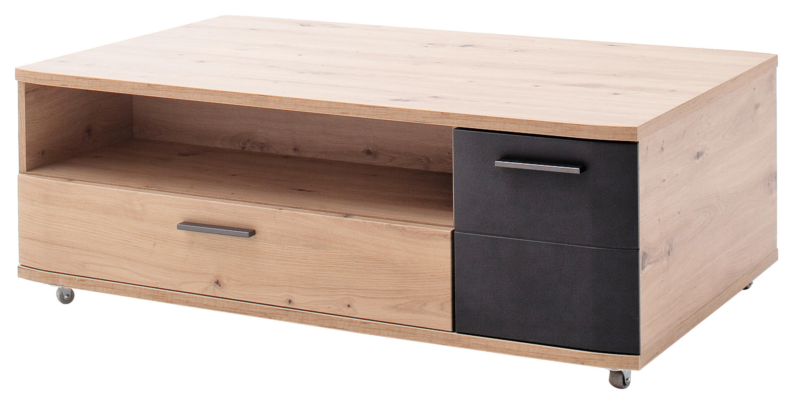 COUCHTISCH 115/70/42 cm rechteckig Anthrazit, Eichefarben offenes Fach  - Eichefarben/Anthrazit, Design, Holzwerkstoff/Metall (115/70/42cm) - Livetastic
