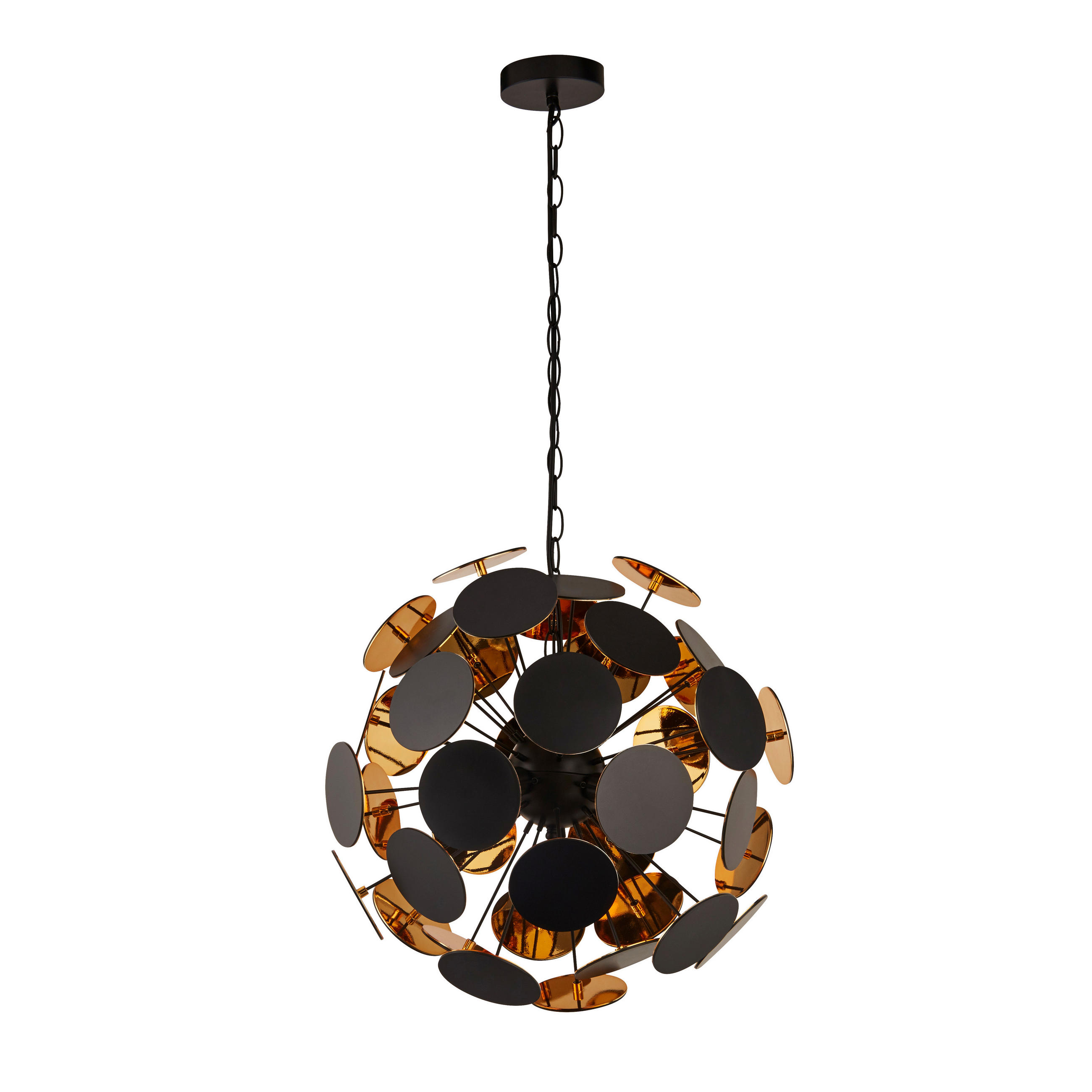 Searchlight Hängeleuchte Discus Schwarz, Gold 135 cm