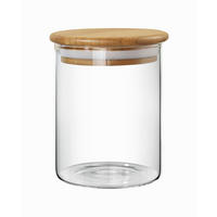 DÓZA NA POTRAVINY  - svetlohnedá/číra, Basics, drevo/sklo (9,5/18cm) - Homeware Profession.