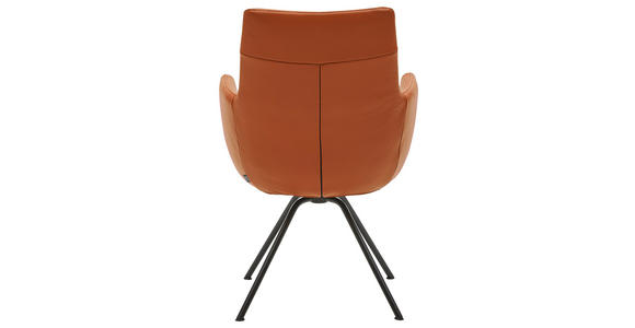 ARMLEHNSTUHL  Beinauswahl, Lederauswahl, Typenauswahl  Echtleder  - Cognac/Schwarz, Design, Leder/Metall (60/90/61cm) - Dieter Knoll