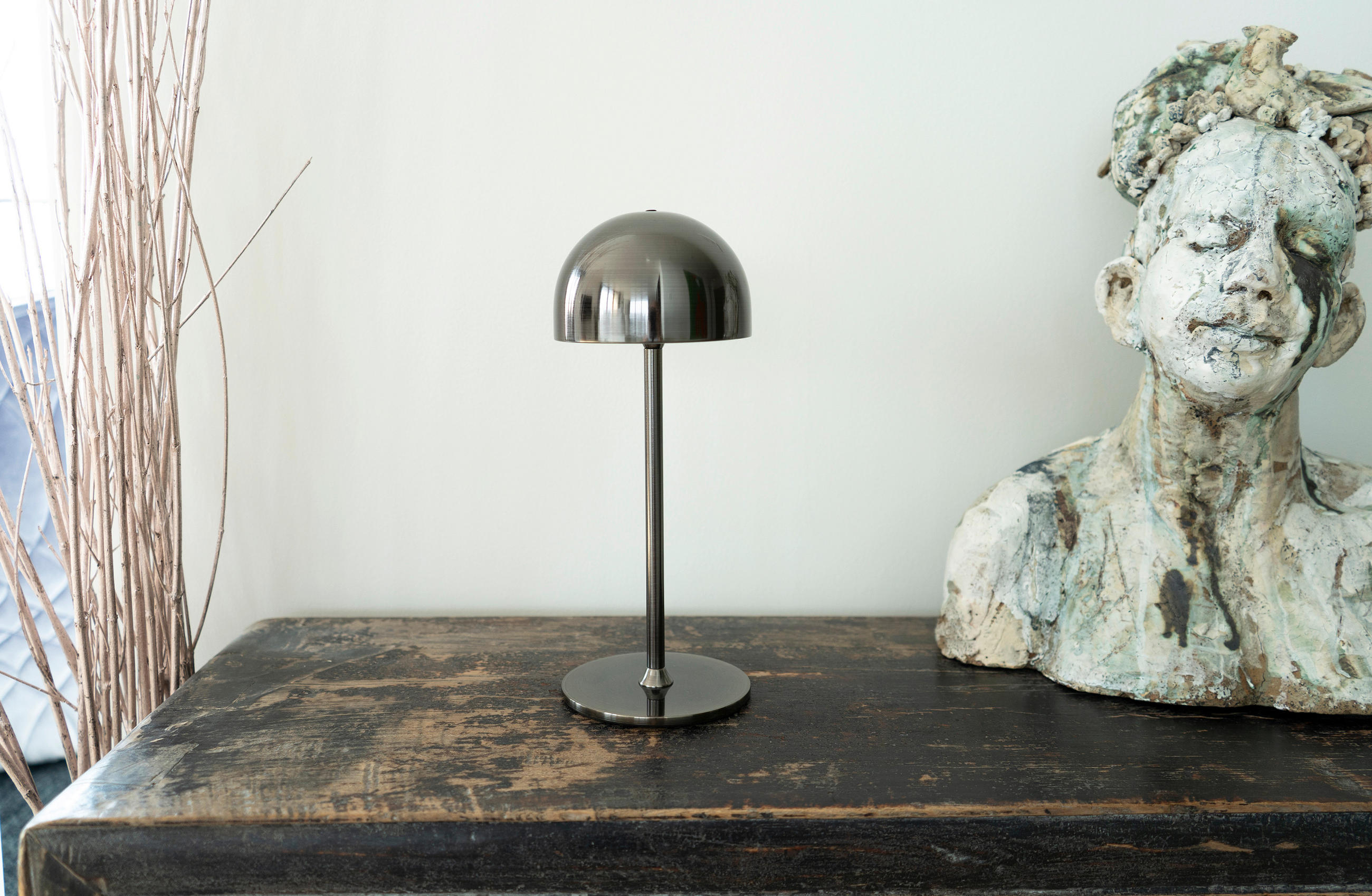 AKKU-TISCHLEUCHTE Living 11,5/30 cm - Schwarz Hochglanz, Trend, Metall (11,5/30cm)