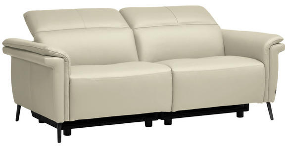 3-SITZER-SOFA  in Echtleder Creme   - Creme/Schwarz, Design, Leder/Metall (210/79/104cm) - Belluti