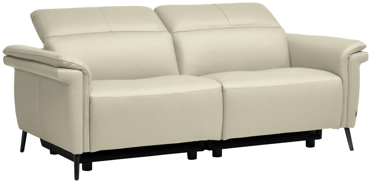 3-SITZER-SOFA  in Echtleder Creme   - Creme/Schwarz, Design, Leder/Metall (210/79/104cm) - Belluti