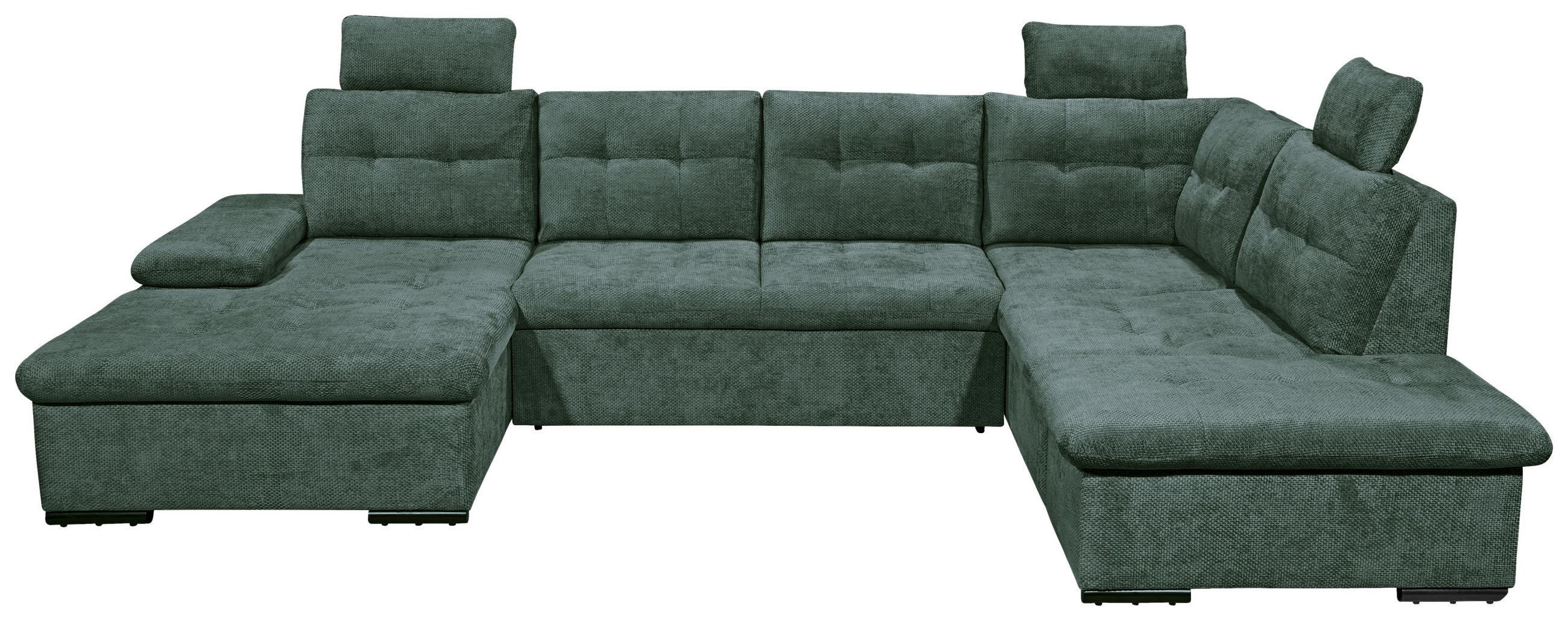 WOHNLANDSCHAFT RONDA Dunkelgrün Webstoff  - Dunkelgrün/Schwarz, Basics, Kunststoff/Textil (170/324/218cm) - Livetastic