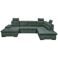 WOHNLANDSCHAFT RONDA Dunkelgrün Webstoff  - Dunkelgrün/Schwarz, Basics, Kunststoff/Textil (170/324/218cm) - Livetastic