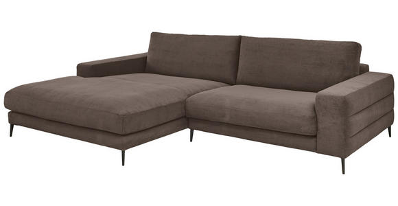 ECKSOFA Mokka Feincord  - Schwarz/Mokka, Design, Textil/Metall (207/293cm) - Dieter Knoll