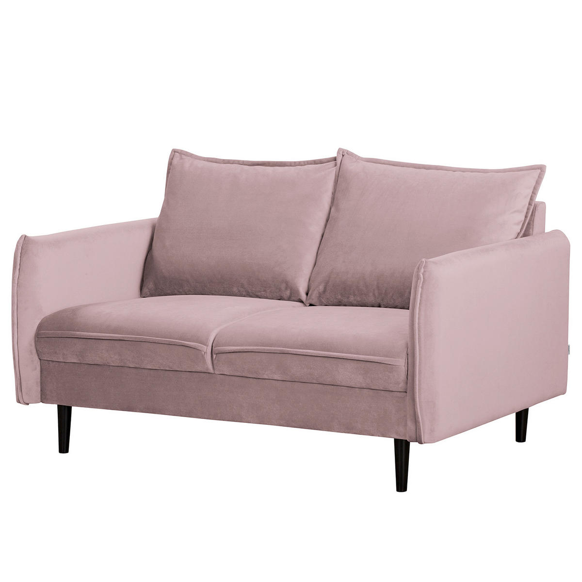 2-SITZER-SOFA JULI Samt Rosa  - Schwarz/Rosa, Design, Holz/Textil (138/86/100cm) - P & B