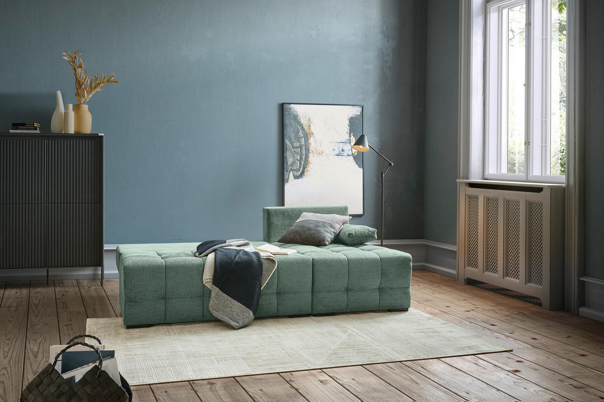 ECKSOFA Dunkelgrün Chenille  - Dunkelgrün/Schwarz, MODERN, Kunststoff/Textil (204/145cm) - home24