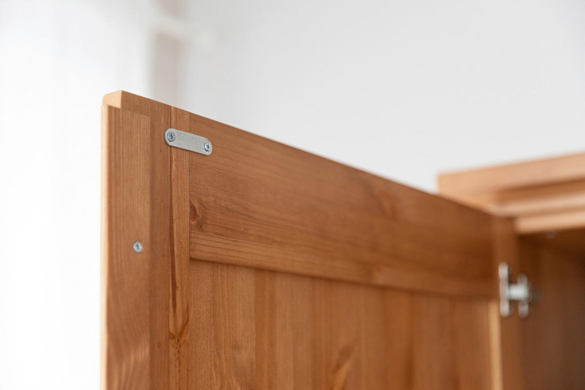 KLEIDERSCHRANK 129/147/63 cm,  in Eichefarben, 2 Tür(en)-türig  - Eichefarben/Silberfarben, KONVENTIONELL, Holz/Metall (129/147/63cm) - Linea Natura