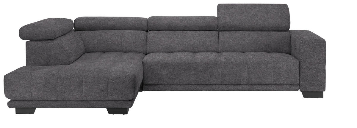 ECKSOFA in Mikrofaser Grau  - Schwarz/Grau, Design, Textil/Metall (207/301cm) - Xora