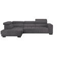 ECKSOFA in Mikrofaser Grau  - Schwarz/Grau, Design, Textil/Metall (207/301cm) - Xora