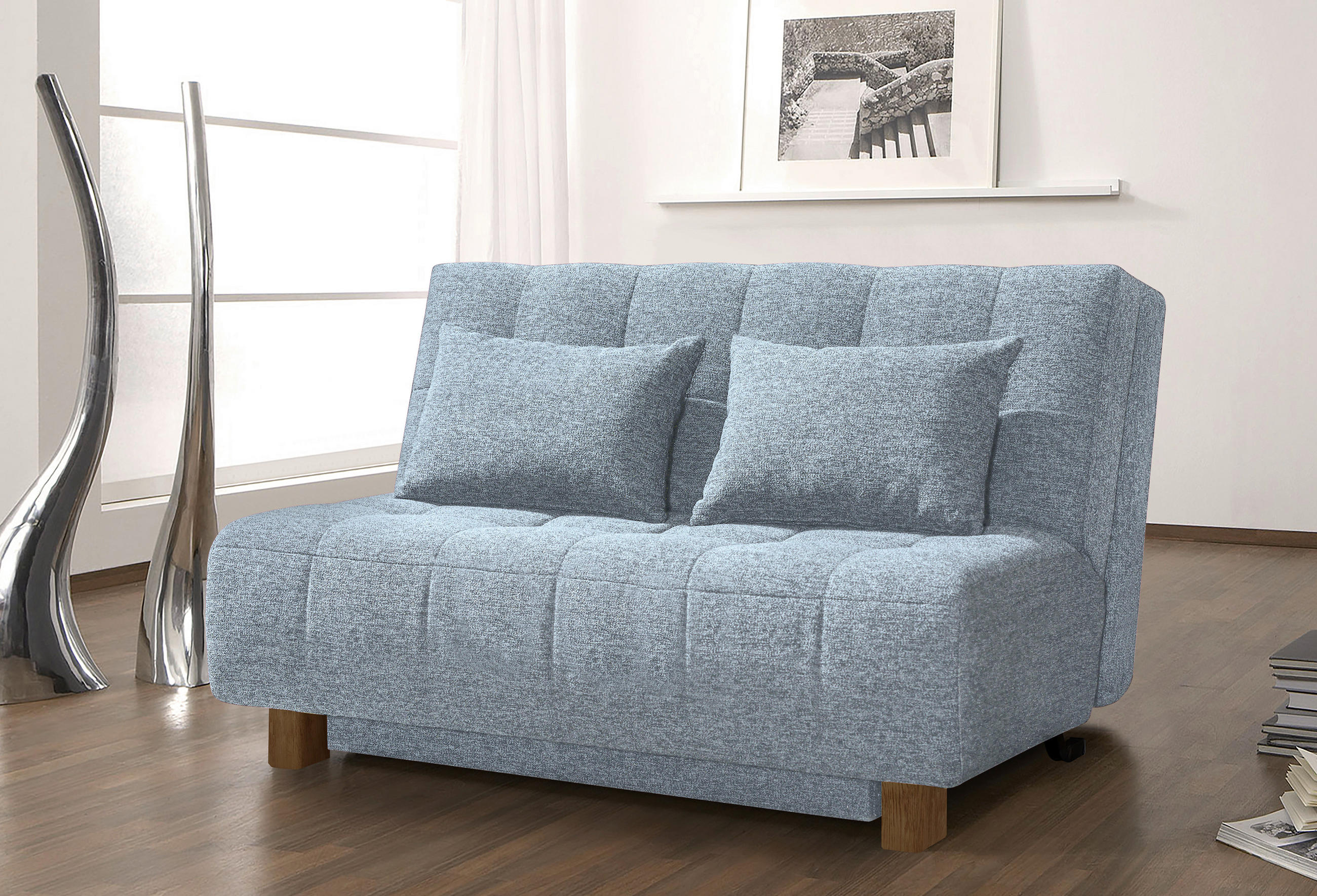 SCHLAFSOFA in Textil Hellblau  - Naturfarben/Hellblau, Design, Holz/Textil (145/92/102cm) - Novel