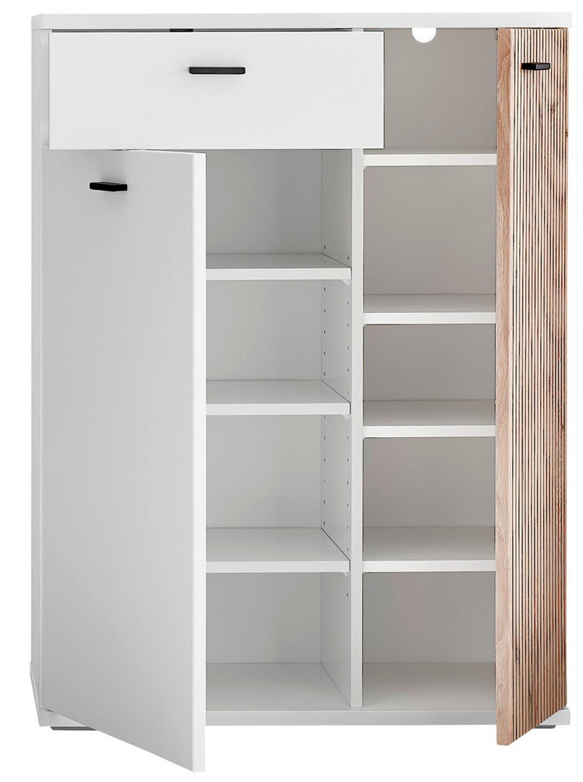 SCHUHSCHRANK Weiß, Eichefarben  - Eichefarben/Anthrazit, Design, Holzwerkstoff/Kunststoff (75/102/37cm) - Voleo