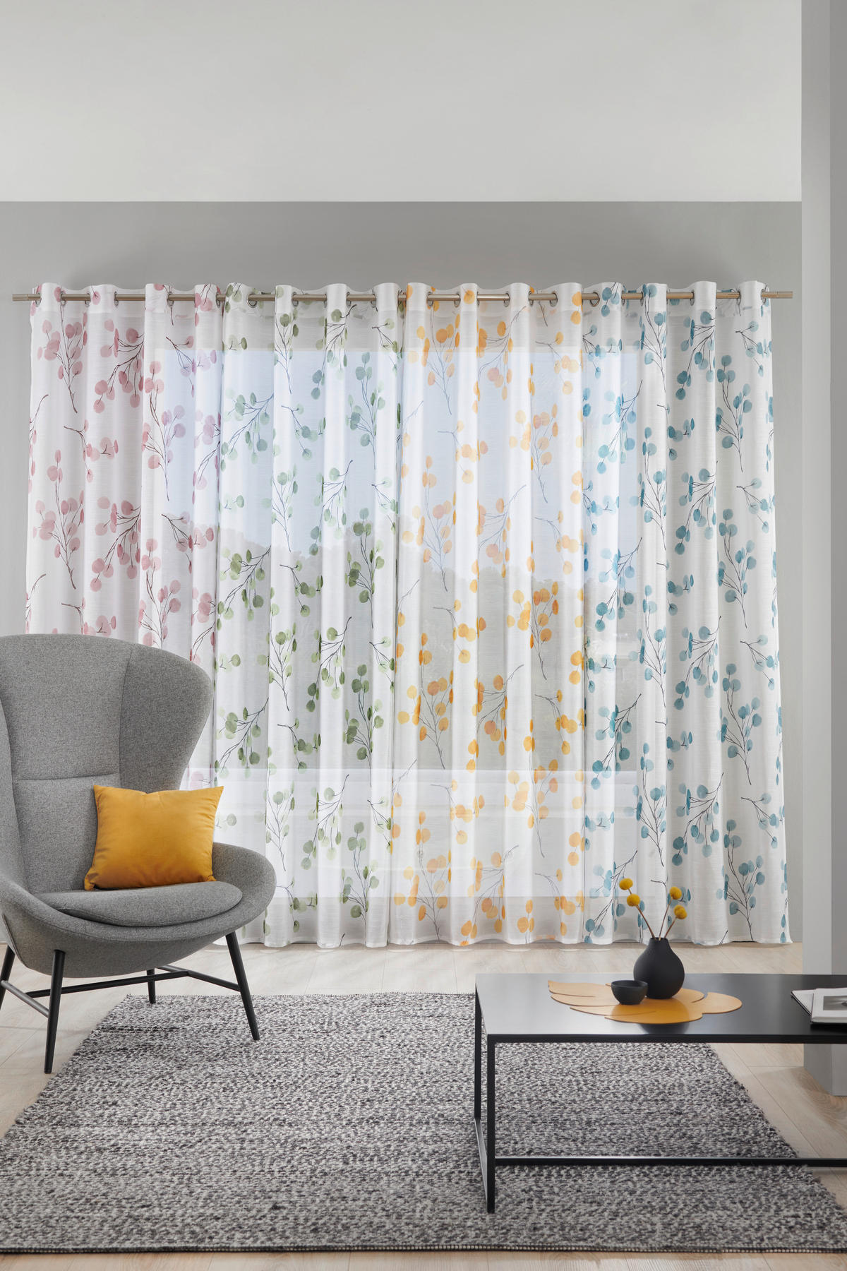 PERDEA CU INELE TIP CAPSĂ semitransparent  - albastru, Konventionell, textil (135/245cm) - Esposa
