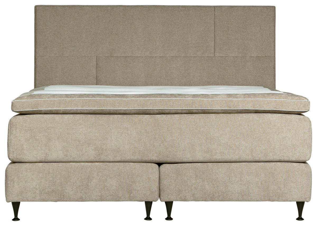 KONTINENTALSÄNG  i greige  - greige/svart, Klassisk, metall/trä (180/200cm) - Niels Andersson