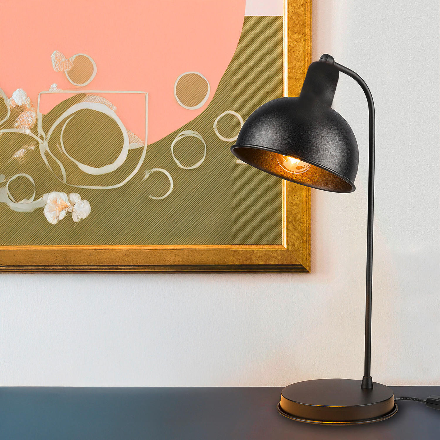 TISCHLEUCHTE 17/25/50 cm   - Bernsteinfarben/Schwarz, Basics, Kunststoff/Metall (17/25/50cm)