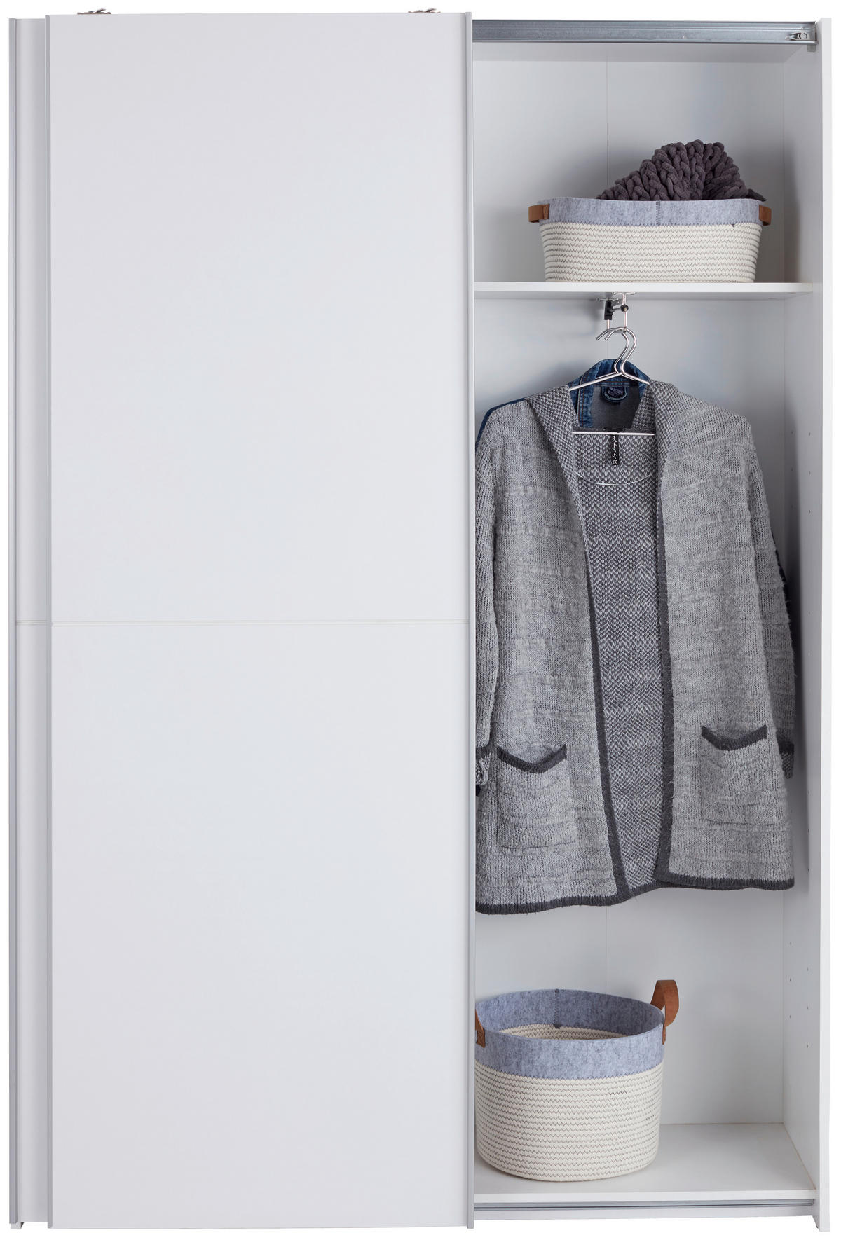 SCHWEBETÜRENSCHRANK 125/195,5/38 cm 2-türig Weiß  - Alufarben/Weiß, KONVENTIONELL, Holzwerkstoff (125/195,5/38cm) - P & B