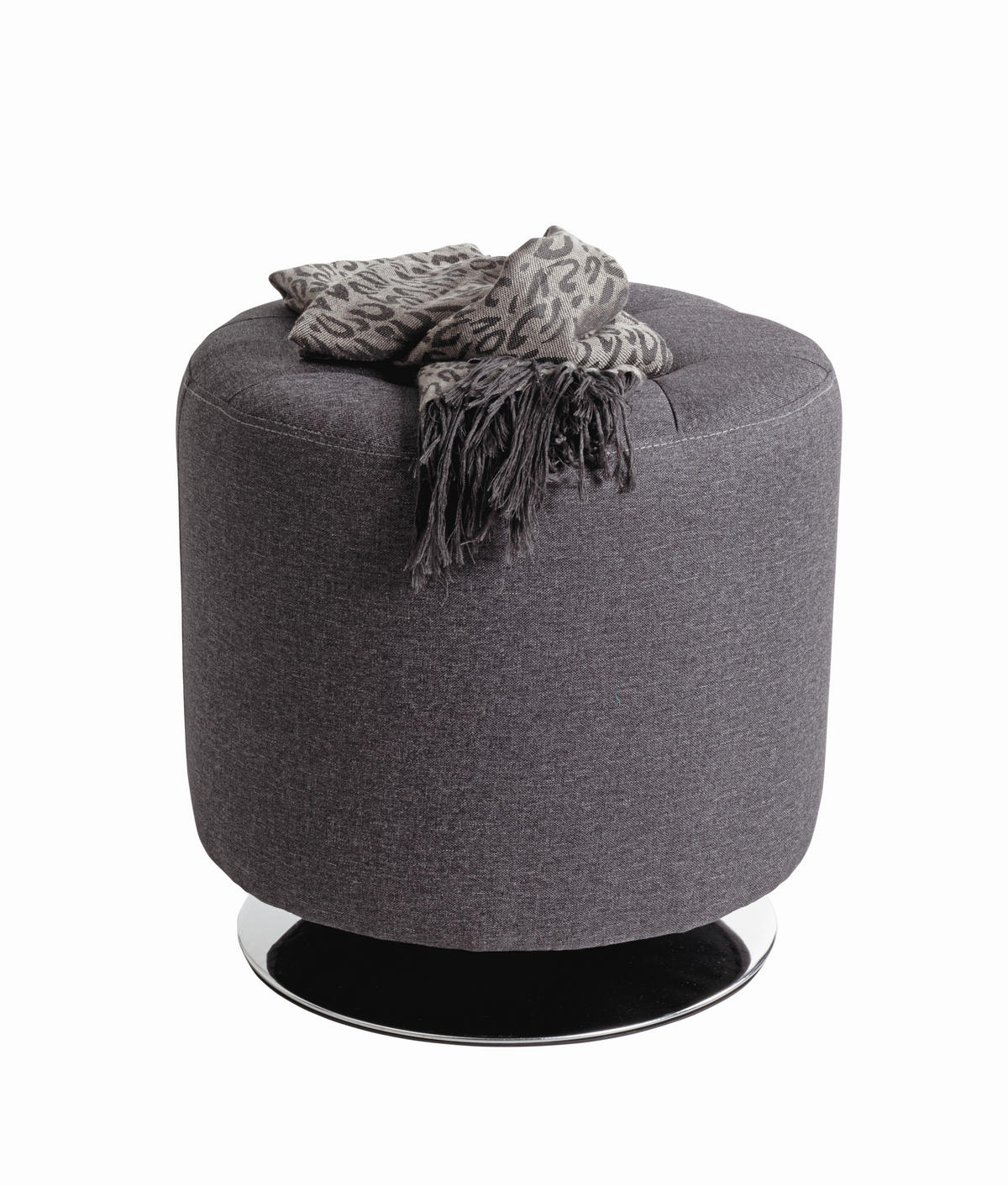HOCKER Samt Anthrazit, Chromfarben  - Chromfarben/Anthrazit, MODERN, Textil/Metall (44/43/44cm)