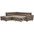 ECKSOFA in Lederlook Taupe  230/263 cm  - Taupe/Schwarz, Design, Kunststoff/Textil (230/263cm) - Hom`in