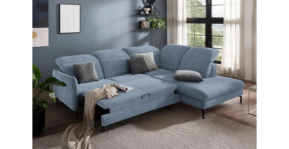 ECKSOFA in Flachgewebe Blau 299-313/233 cm - Blau/Schwarz, Design, Textil/Metall (299-313/233cm) - Dieter Knoll